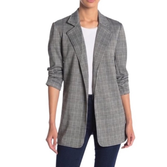 Rachel Zoe Ruched Sleeve Blazer in Plaid - Picture 1 of 13